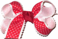 Small Looped Red with White Pin Dots and Scalloped Edge Small